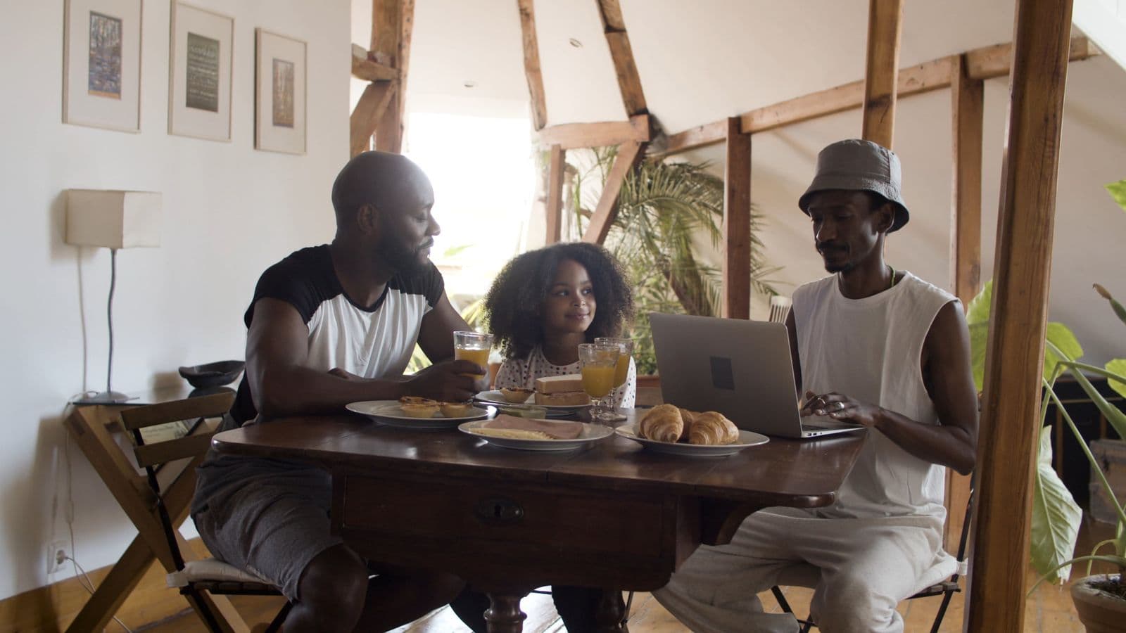 A family having breakfast together at home